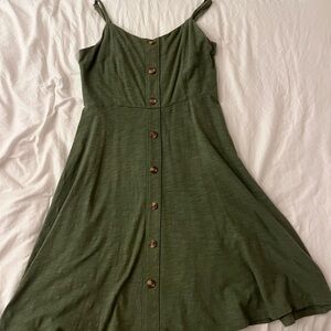 A small fit and flare green dress with buttons from Old Navy